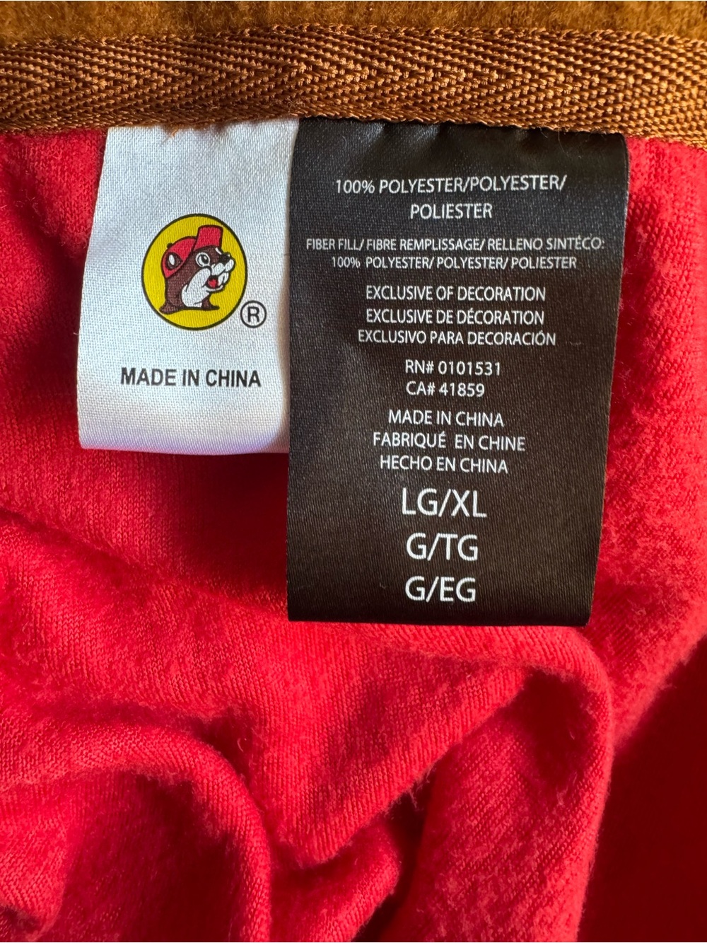 Buc-ee's, Onesie Pajamas - Red & Brown, Size Lg/XL Unisex - Picture 4 of 4